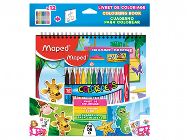 Marcador Color Peps Jungle 12U + Libro de Coloreo 